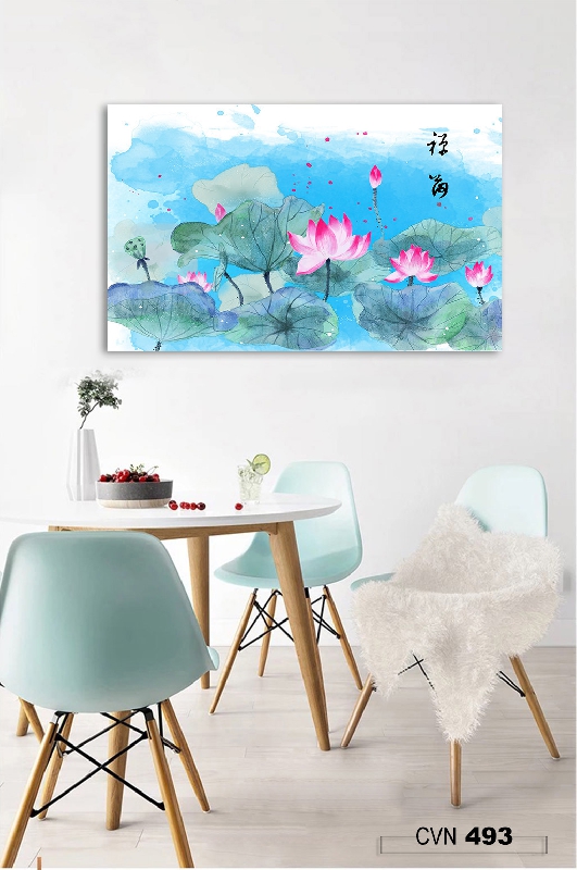 Tranh canvas trang trí decor hoa sen-493