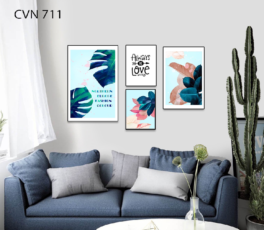 Tranh trang trí decor lá tropical-711